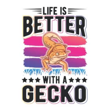 Imagem de Notebook With Gecko: Life is better with a Gecko Leopard Gecko / 6x9 Inches / 120 graph Sites