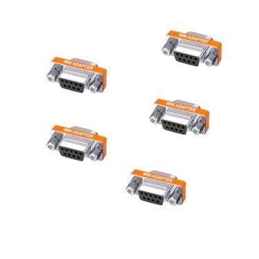 Imagem de YIOVVOM Adaptador de modem nulo DB9 fêmea para fêmea Slimline transferência de dados adaptador de porta serial conjunto de 5