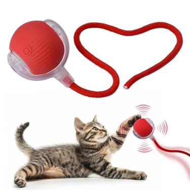 Imagem de Bola de brinquedo interativa para cães e gatos, pequena e automática, rolando, divertida, com luz de LED e cauda de corda para ativação por movimento, presente de filhote de gatinho fofo, suprimentos