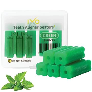 Imagem de IXO Chewies de assento alinhador em formato quadrado para bandejas Invisalign - pacote com 5, com perfume de menta, estojo de armazenamento