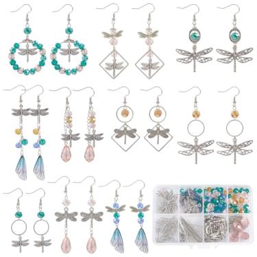 Imagem de SUNNYCLUE 1 caixa faça você mesmo, 10 pares de kits de fabricação de brincos, pingentes de asa de libélula, berloques de inseto de primavera, pingentes de libélula coloridos redondos Rondelle, contas