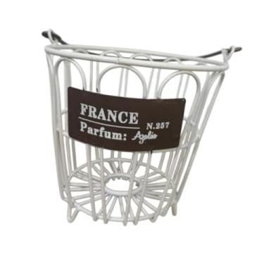 Imagem de IEUDNS Mini suporte de vaso de flores de ferro, recipiente de vaso de flores oco, resistente, portátil, criativo, compacto, redondo, cesta de arame para, Branco