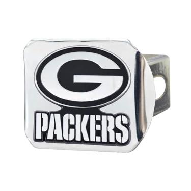 Imagem de Capa de engate de metal NFL Green Bay Packers, cromada, capa quadrada tipo III de 5 cm