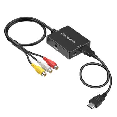 Imagem de Conversor RCA para HDMI, adaptador de áudio AV para HDMI compatível com PAL/NTSC para TV/PC/PS3/STB/Xbox VHS/VCR/Blue-Ray DVD Players (preto)