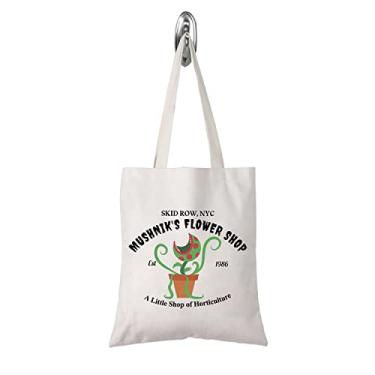 Imagem de TSOTMO Bolsa de maquiagem com zíper inspirada em filmes de terror NYC Mushnik's Shop EST 1986, Bege, 6.3 inches (width) x 8.27 inches (length) x 0.39 inches (height), Bolsa Flower Shop