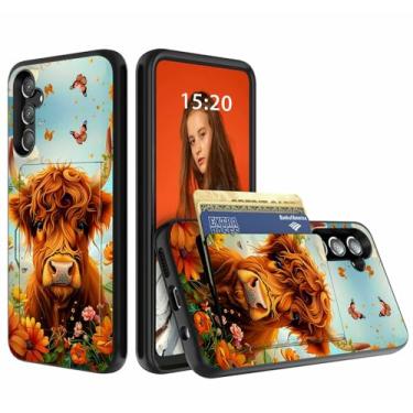 Imagem de Dikoer Capa carteira para Samsung Galaxy A35 5G de 6,6 polegadas [loja com 3 cartões], compartimento para cartão de crédito resistente, compartimento para identidade, policarbonato rígido, proteção de