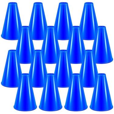 Imagem de 16 peças de megafone de torcida para festa azul DIY acessório de festa de plástico para atividades escolares ao ar livre lembrancinhas de festa esportes jogo de jogo (16 peças, azul)