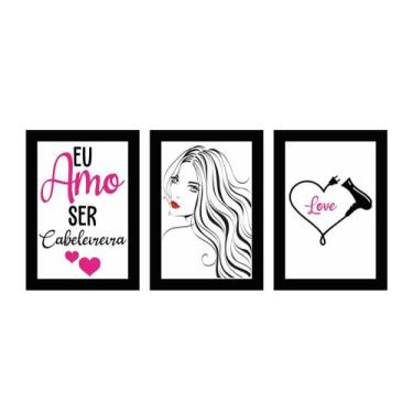 Imagem de Quadros Decorativos Cabeleireira Salão De Beleza Kit Com 3 - CAMALEAO 