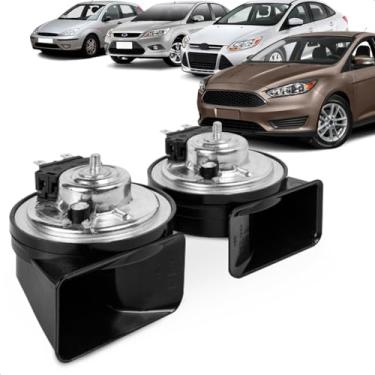 Imagem de Par Buzina Focus 2001 A 2019 Am80Sx H & Am80Sx L Conector Uscar Agudo Grave 12V Caracol 2 Terminais