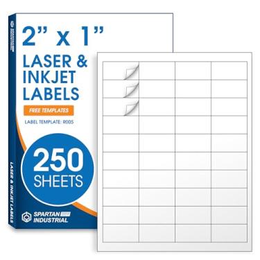 Imagem de Spartan Industrial Etiquetas impressas a laser e jato de tinta - Etiquetas brancas em branco de 5 x 2,5 cm - 250 folhas, 10.000 etiquetas no total para correspondência, endereço, códigos de barras