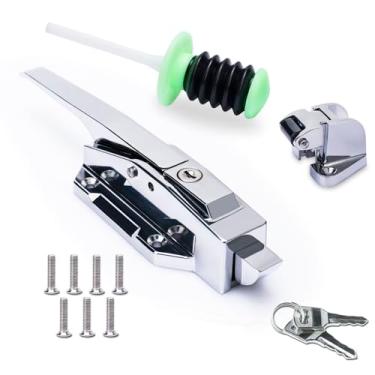 Imagem de Maçaneta de porta de freezer resistente, kit completo de fecho de porta de refrigerador, maçaneta para refrigeradores, freezers, fornos industriais, laboratório, armazém, etc. (altura da base 4,6 cm)