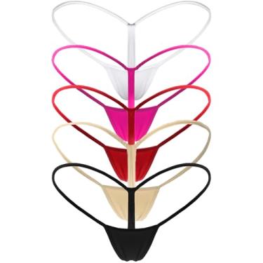 Imagem de Mbotnee Calcinha Fio Dental Feminina Micro Tanga Calcinha Minúscula Roupa Íntima (Eua, Alpha, Médio, Regular, Regular, Pacotes com 5 Multicoloridos 4)