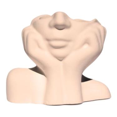 Imagem de Vaso Decorativo Perfil Mão No Rosto Artesanal 11cm (Palha)
