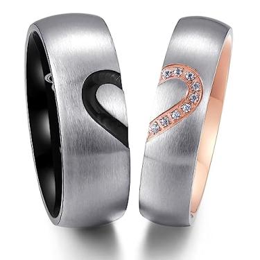 Imagem de Adreamz Anéis de compromisso combinando His Queen Her King para casais, alianças de casamento, coroa a laser e zircônia cúbica, rainha e rei, anéis de casamento dele e dela para casais, Aço inoxidável, Sem pedra preciosa