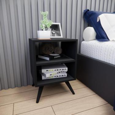 Imagem de Mesa de Cabeceira com Pés Mesinha Madeira Criado Quarto Nicho - Broval