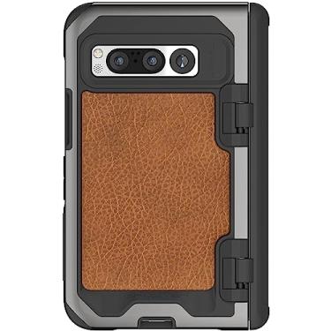 Imagem de Ghostek Capa protetora fina para pixel da ATOMIC transparente com amortecedor de alumínio premium resistente à prova de choque Capa protetora resistente projetada para Google Pixel Fold 2023 (7,6 polegadas) (couro marrom - Gunmetal)