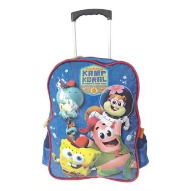Imagem de Mochila Escolar Com Rodinhas Bob Esponja Luxcel Azul
