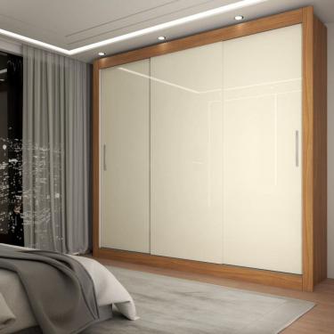 Imagem de Guarda-Roupa Casal Del Plata 3 Portas 4 Gavetas Cinamomo/Off White - Panorama Móveis