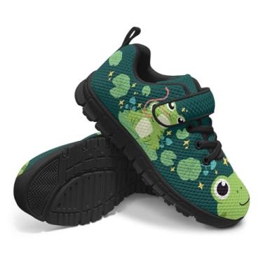 Imagem de GOSTONG Tênis infantil para meninos e meninas, respirável, esportivo, leve, antiderrapante, tênis escolar tamanho 11-15, Sapo, 14.5 Little Kid