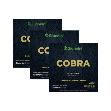 Imagem de Kit 3 Encordoamento Viola Caipira Giannini Cobra GESVNL Aço Nickel Leve