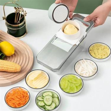Imagem de Ralador Mandoline Slicer 6 em 1 Fatiador Cortador Manual Lâmina Aço Al