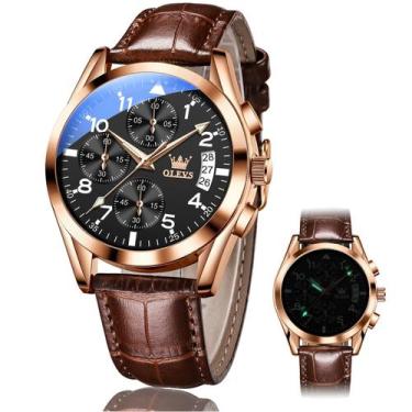 Imagem de Relógio OLEVS, cronógrafo masculino, pulseira de couro de quartzo 2878