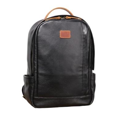 Imagem de Mochila de viagem masculina de couro de couro mochila casual de negócios para homens