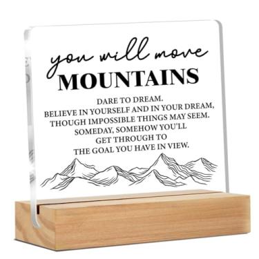 Imagem de Presentes inspiradores para mulheres e homens, presentes motivacionais de formatura You Will Move Mountains placa decorativa de mesa transparente decoração de casa positiva