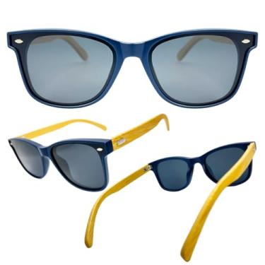Imagem de Óculos de Sol Masculino Bambu Original Joachim, Quadrado, Lentes Polarazidas, Proteção UV400 (Azul Marinho - Cor 4)