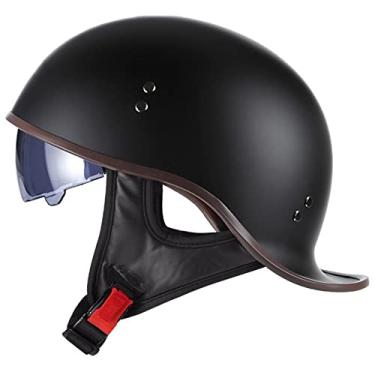 Imagem de FVCNGP Vintage Motorcycle Half Helmet, Retro Open Face Jets Moped Scooter Motocicleta Motociclismo Capacete De Colisão, Para Homens Adultos Mulheres, Dot Aprovado