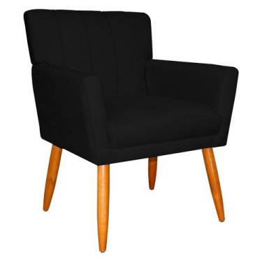 Imagem de Poltrona Decorativa para Sala de Estar Cecília Suede Preto - Montanari