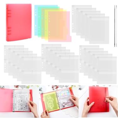 Imagem de Briartw A5 fichário de 6 anéis com 20 inserções - Organize carimbos, matrizes e materiais de artesanato - Material de polipropileno (PP) - Inclui 5 individuais, 5 duplos, 5 triplos, 5 bolsos