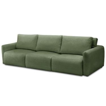 Imagem de Sofá Retrátil Reclinável Para Sala 4 Lugares 300cm Egeu F04 Linho Verd