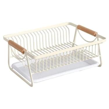 Imagem de Escorredor de pratos compacto escorredor de pratos suporte de talheres espesso com bandeja de drenagem removível Rack de metal durável para balcão de mesa de apartamento