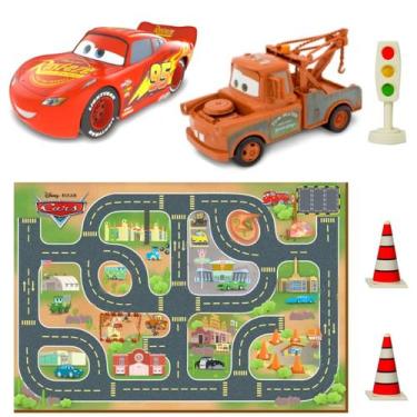 Imagem de Pista Tapete com Carrinho Relâmpago Mcqueen e Mate + Acessórios - Toyn