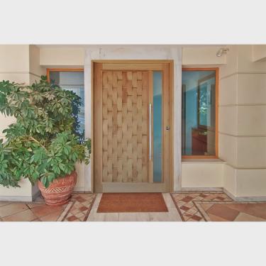 Imagem de Kit Porta de Madeira com Visor 210x92cm Batente 14cm Fechadura Golf Rodam