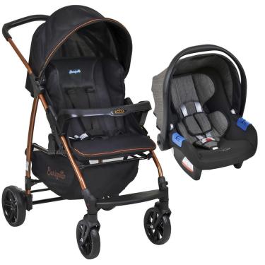 Imagem de Carrinho de Bebê Ecco Preto Cobre e Bebê Conforto Touring X