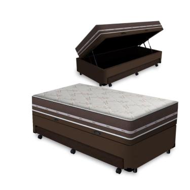 Imagem de Cama Box Baú e Auxiliar Solteiro + Colchão de Molas - Anjos - Classic Superlastic - 88x188x64cm