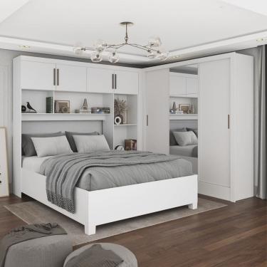 Imagem de Guarda-roupa Casal Modulado 4 Portas com Cama Santiago 3 Portas Plus 5 Gavetas com Espelho