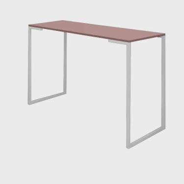 Imagem de Mesa De Escritório Computador 90cm Stan Industrial Ferro Branco mdf Rose - Ahz Móveis