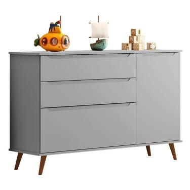 Imagem de Cômoda Infantil Melinda 1 Porta 3 Gavetas Cor: cinza