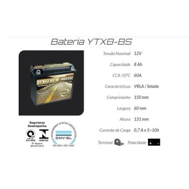 Imagem de Bateria Moto Route Yamaha Xt 225 Serow Ytx8-bs