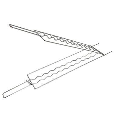 Imagem de Grelha Dupla Para Assar 11 Linguiças Inox Churrasqueira Churrasco Com Trava