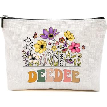 Imagem de Bolsas de maquiagem Deedee Wildflowers para o Dia das Mães - Sacos de presente de flores Deedee - Presentes de aniversário para mães - Bolsa de cosméticos de viagem para aniversário, Branco, 7”x9.8”