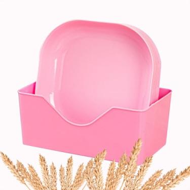 Imagem de Conjunto de 10 pratos quadrados de palha de trigo de 15 cm, inquebrável, reutilizável, leve para uso doméstico e cozinha (rosa)