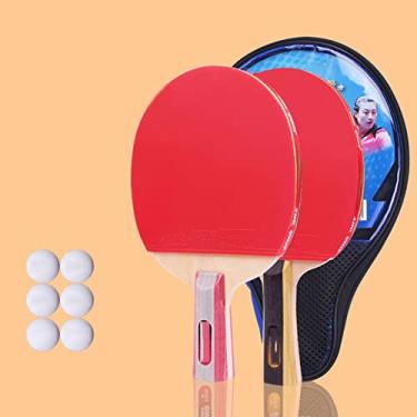 Imagem de Raquete de tênis de mesa com raquete de tênis de mesa, 2 raquetes de tênis de mesa e 6 bolas, conjunto de raquete de pingue-pongue portátil para brincadeiras adultas em ambientes internos/externos