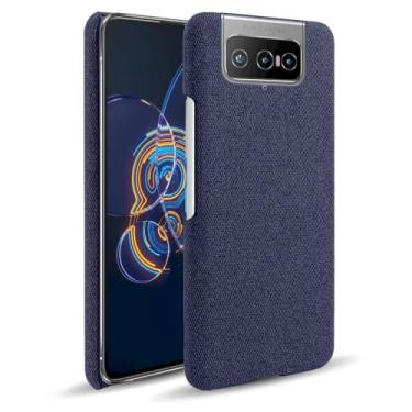 Imagem de Capa para ASUS Zenfone 8 Flip,Capa desenhada em lona,Case Protetora Ultrafina com Empunhadura Macia,Design em Tecido Antichoque e Antiarranhões-Blue