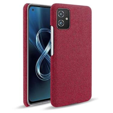 Imagem de Capa para ASUS Zenfone 8 ZS590Ks,Capa desenhada em lona,Case Protetora Ultrafina com Empunhadura Macia,Design em Tecido Antichoque e Antiarranhões-Red