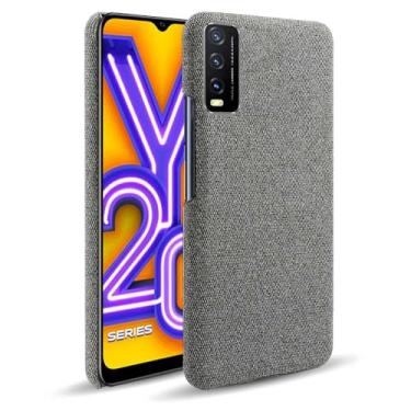 Imagem de Capa para vivo Y20,Capa desenhada em lona,Case Protetora Ultrafina com Empunhadura Macia,Design em Tecido Antichoque e Antiarranhões-Gray