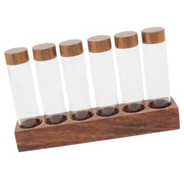 Imagem de Idade Jffee Bean Recipiente de Feijão Cellffee Bean Tubo, Tubos de Armazenamento de Feijão de café Com Barragem de Madeira de Madeira de Madeira de Vidro de Vidro de Dose única Recipiente de Feijão